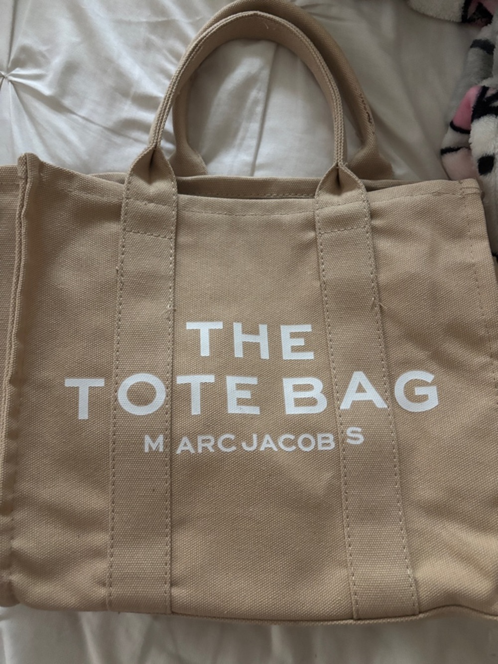 Marc Jacobs Canvas Tote Bag in Beige with White Logo